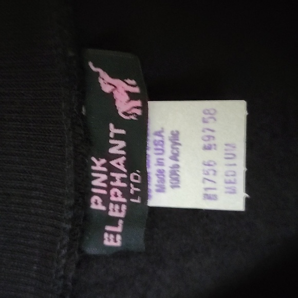 Pink Elephant 80s black and silver glitter paint sweatshirt lightweight, vintage - Picture 4 of 6
